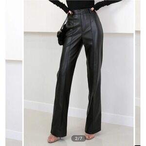 Commense Black Faux Leather High Waist Wide Leg Pants S | NWOT